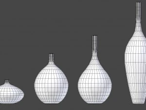white decor vase set 3D Model