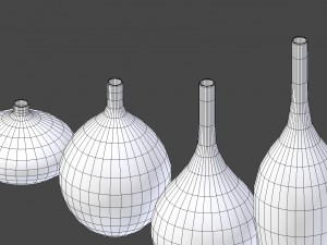 white decor vase set Model 3D