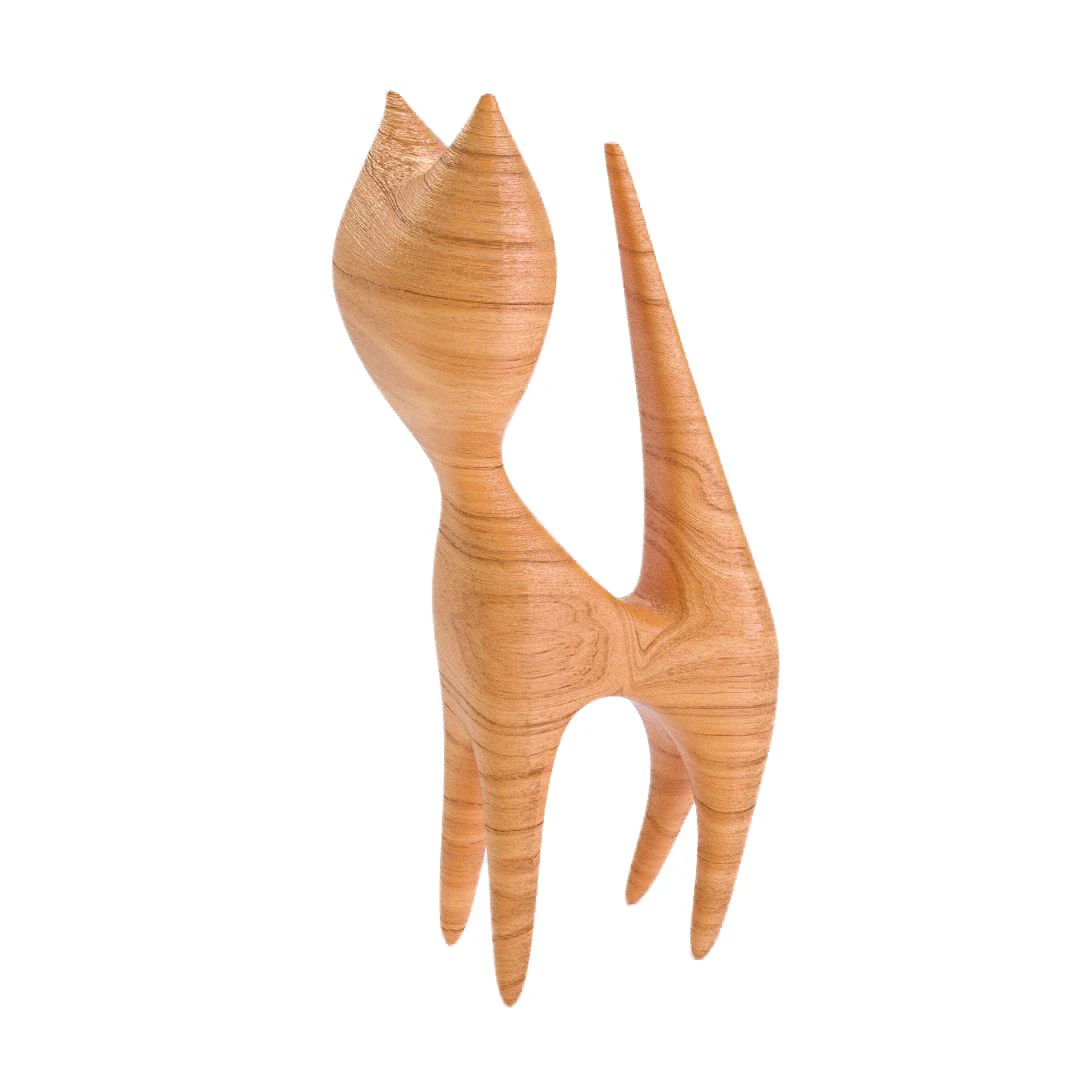 wooden cat figurine 3D Model .c4d .max .obj .3ds .fbx .stl .blend 