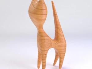 wooden cat figurine 3D Model