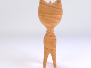 wooden cat figurine Modèle 3D