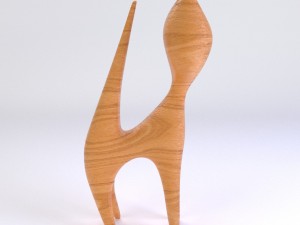 wooden cat figurine Modèle 3D