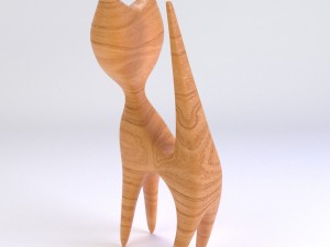 wooden cat figurine Modèle 3D