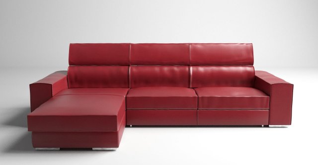 realistic corner sofa- wine red 3D Model .c4d .max .obj .3ds .fbx .stl .blend 