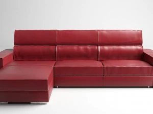 divano ad angolo realistico: rosso vino Modello 3D