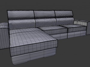 realistic corner sofa- wine red 3D Model