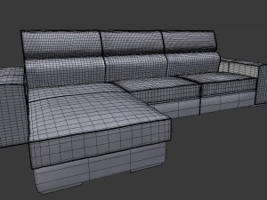 realistic corner sofa- wine red 3D Model