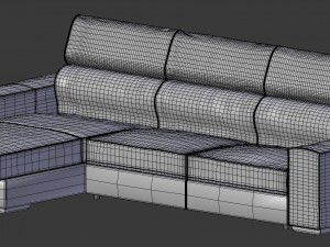 realistic corner sofa- wine red 3D Model