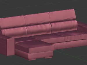 realistic corner sofa- wine red 3D Model