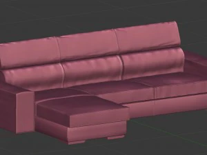 realistic corner sofa- wine red 3D Model