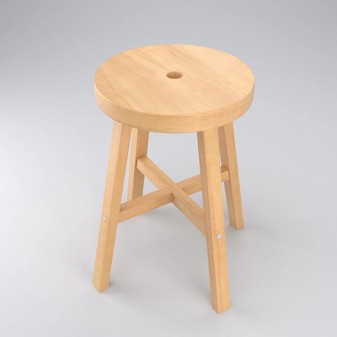 wood stool 3D Model .c4d .max .obj .3ds .fbx .stl .blend 