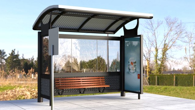 bus stop shelter 3Dモデル .c4d .max .obj .3ds .fbx .stl .blend 
