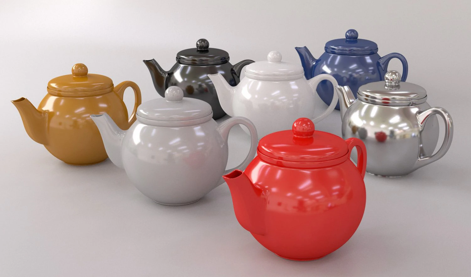 colorful teapot set 3D Model .c4d .max .obj .3ds .fbx .stl .blend 