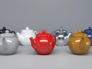 colorful teapot set 3D Model