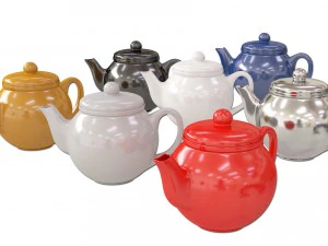colorful teapot set 3D Model