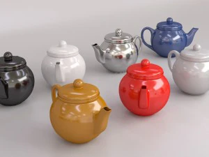 colorful teapot set 3D Model