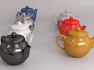 colorful teapot set 3D Model