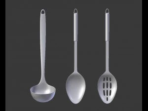 set of ladles - kitchen utensil set 3D Model