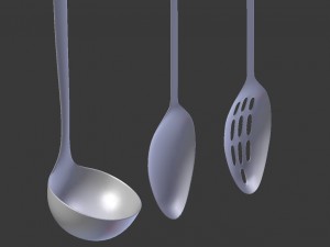 set of ladles - kitchen utensil set Model 3D