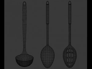 set of ladles - kitchen utensil set 3D Model