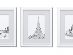 white picture frames - set of 3 3D Model