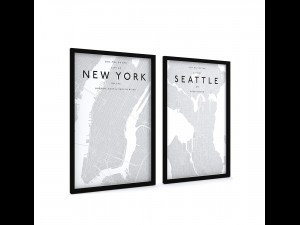 picture frames - city maps 3D 模型
