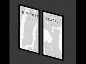 picture frames - city maps 3D 模型