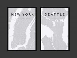 picture frames - city maps 3D Model