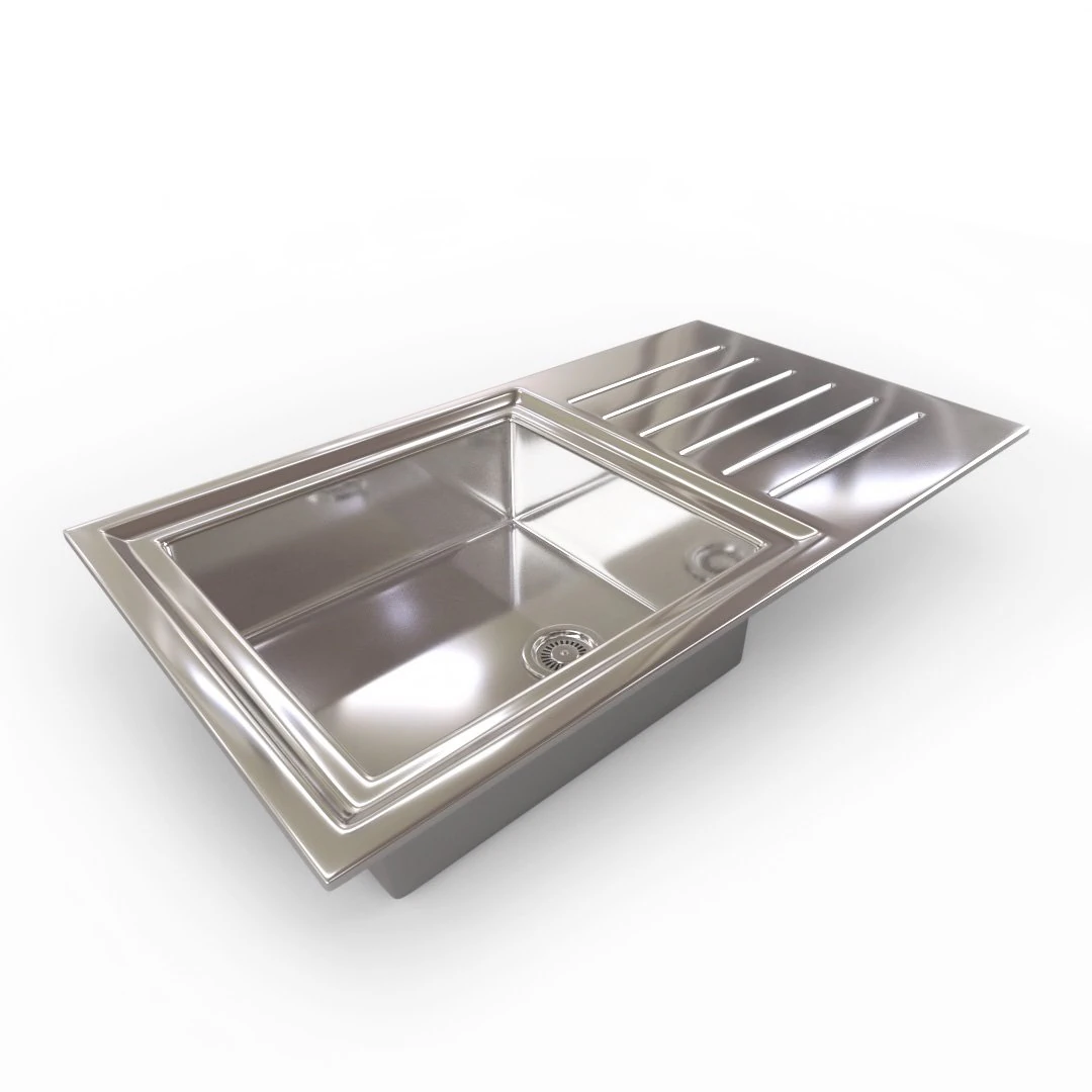 kitchen sink - 1 bowl 3D Model .c4d .max .obj .3ds .fbx .stl .blend