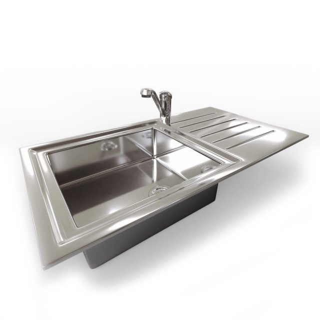 kitchen sink with mixer tap Modelo 3D .c4d .max .obj .3ds .fbx .stl .blend 