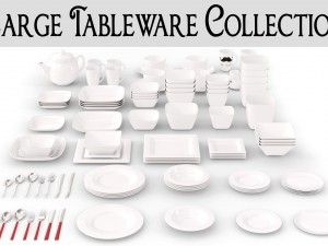 large tableware collection - plate set 3D Model