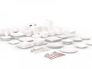 large tableware collection - plate set 3D Model