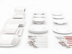 large tableware collection - plate set 3D Model