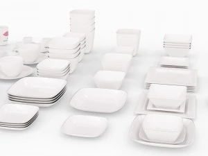 large tableware collection - plate set 3D Model