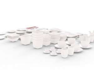 large tableware collection - plate set Modèle 3D