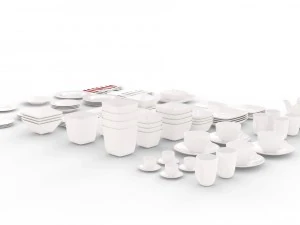 large tableware collection - plate set 3D Model