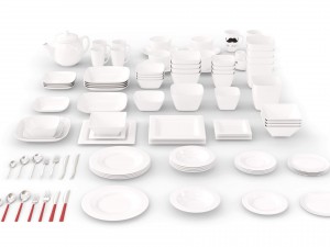 large tableware collection - plate set Modèle 3D