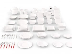 large tableware collection - plate set 3D Model