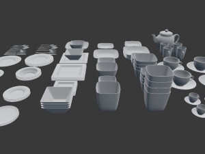 large tableware collection - plate set Modèle 3D