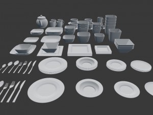 large tableware collection - plate set Modèle 3D