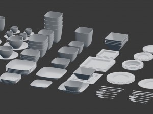 large tableware collection - plate set Modèle 3D