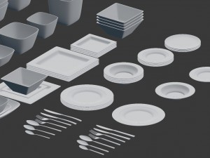 large tableware collection - plate set Modèle 3D