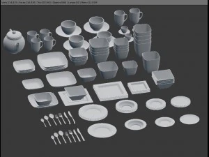 large tableware collection - plate set 3D Model