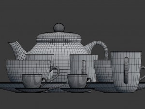 large tableware collection - plate set Modèle 3D