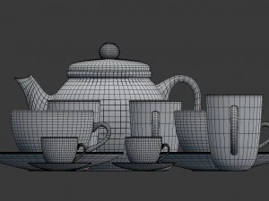 large tableware collection - plate set 3D Model