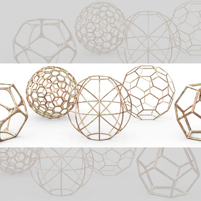 geometric decor objects - sphere frames Modello 3D .c4d .max .obj .3ds .fbx .stl .blend 