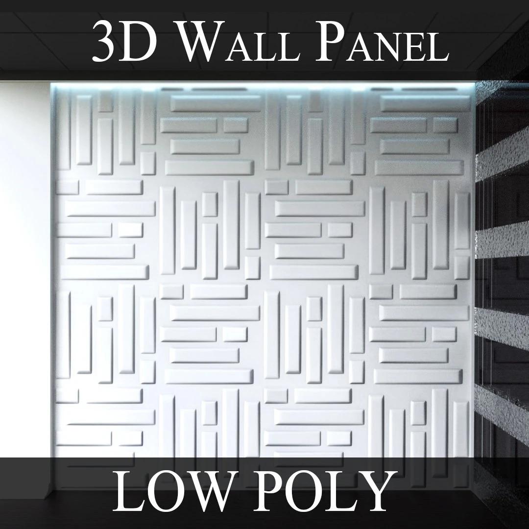 Panel dinding 3d - poli rendah - batu bata Model 3D .c4d .max .obj .3ds .fbx .stl .blend 
