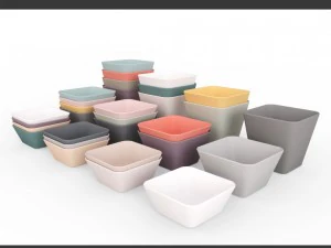 kolorowy zestaw misek - model low Poly Model 3D