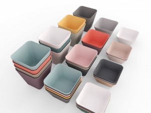 colorful bowl set - low poly model 3D Model