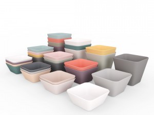 colorful bowl set - low poly model 3D Model